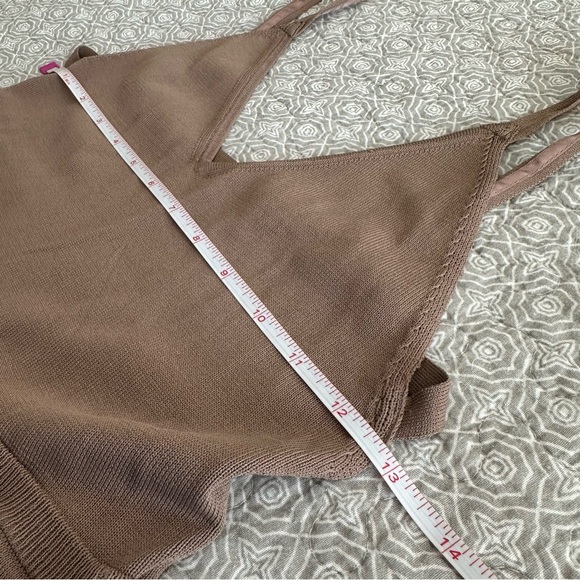 ZARA Backless Tan Knit V-neck Maxi Dress Strappy Open Back Size S - Picture 7 of 10